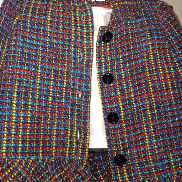 Kate Spade Dayna Jacket Multi-Color Tweed Pleated Hem Size 4 - Picture 3 of 7